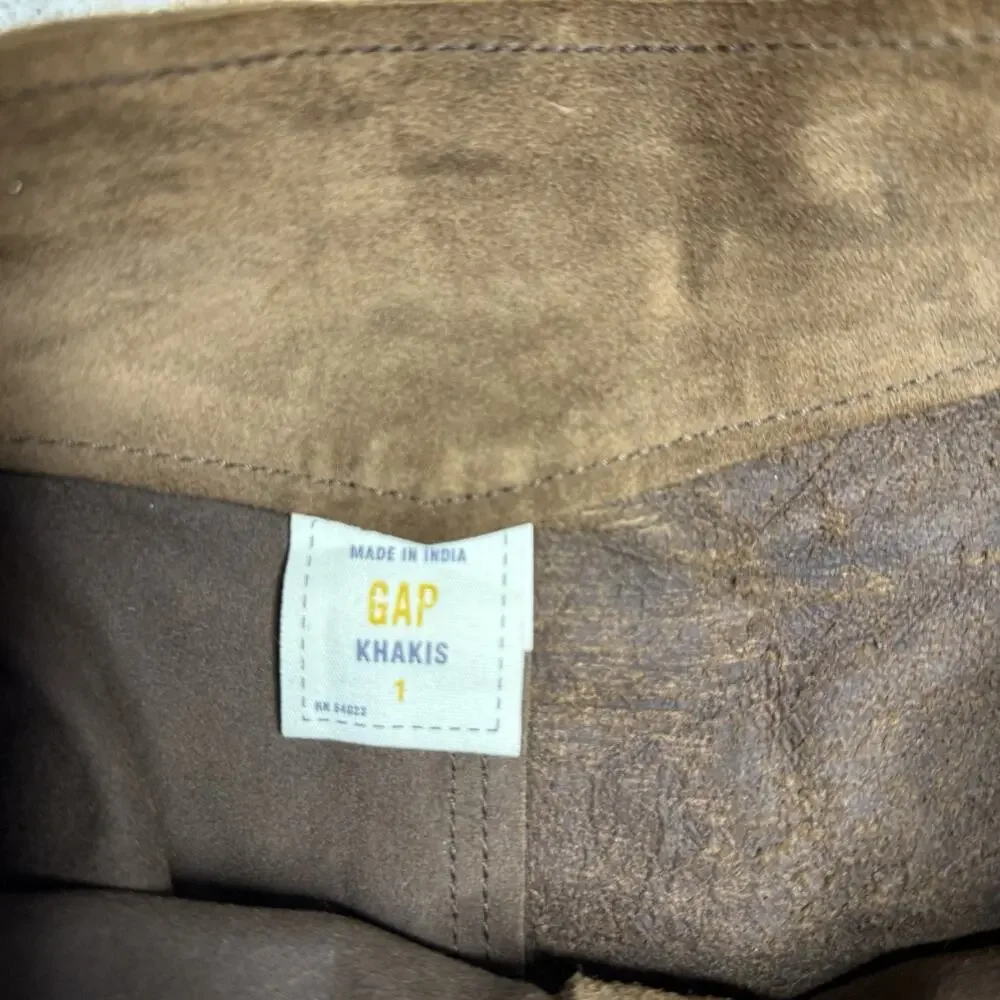 Vintage Gap Suede Skirt 8 Cognac Brown Button Down Leather Western 90s Y2K XS